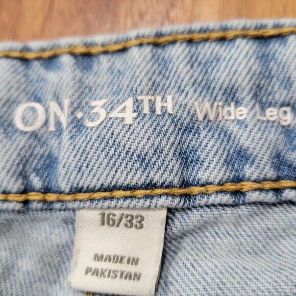 On 34 Sailor Jeans Sailor Buttons At Sides High Rise Wide Leg Size 16/33 - Picture 7 of 12